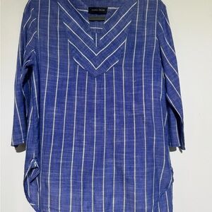 Ivanka Trump Blue and White Striped Top